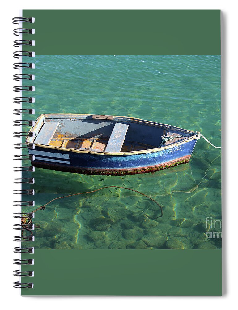Blue Spiral Notebook featuring the photograph Little Blue Boat by Eddie Barron