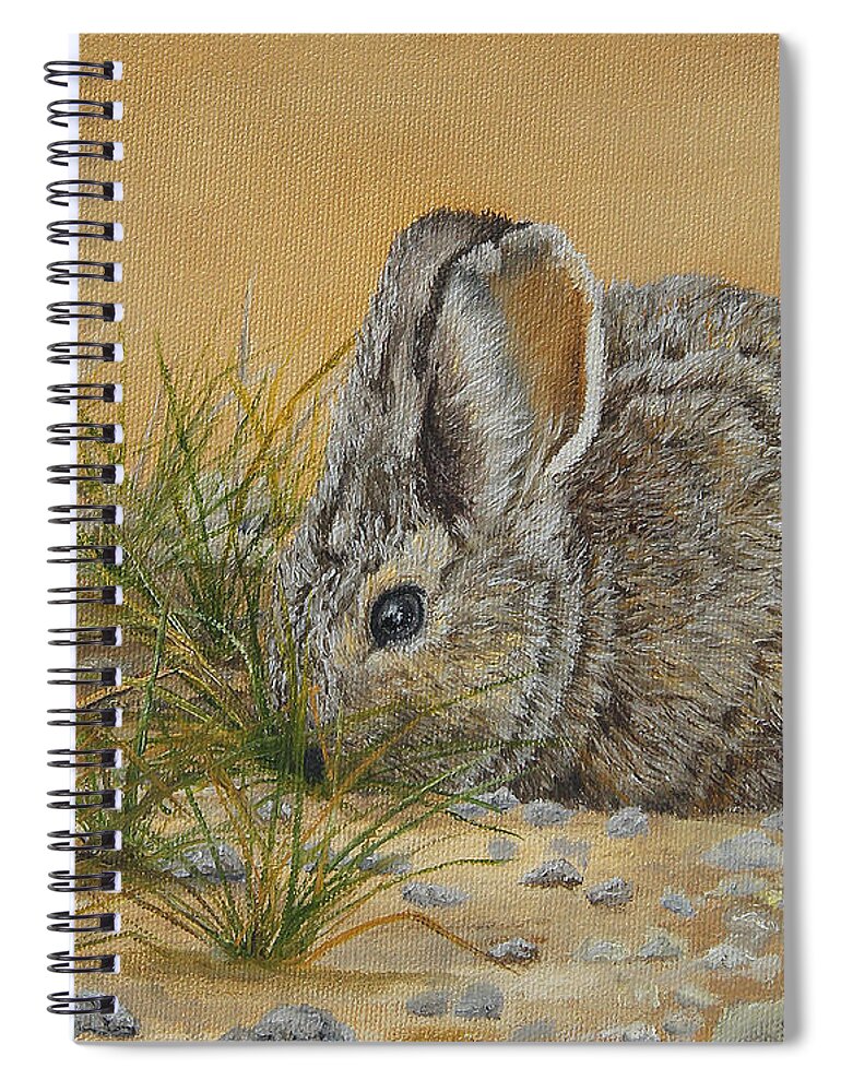 North American Wildlife Spiral Notebook featuring the painting Little Bunny by Johanna Lerwick