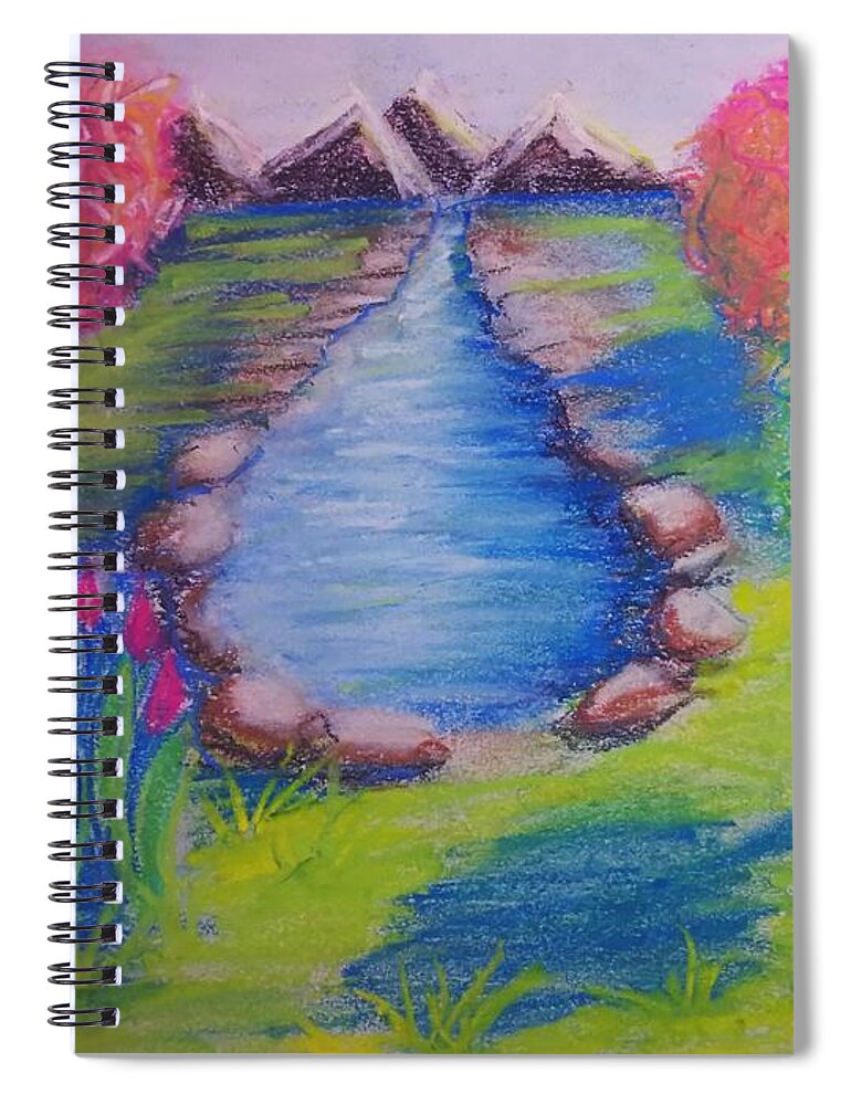 Digital Art Spiral Notebook featuring the mixed media Little Dam impressionism in Chalk Pastel by Delynn Addams Designs by Delynn Addams