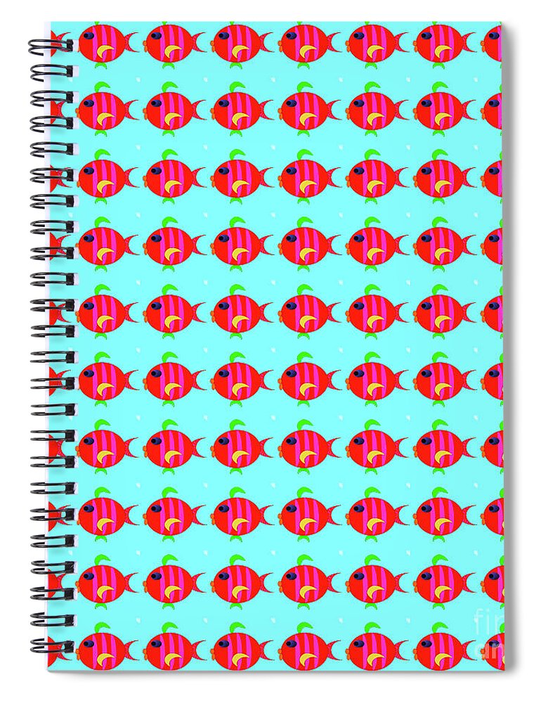 Goldfish Spiral Notebook featuring the digital art Little fish pattern by Silvia Ganora