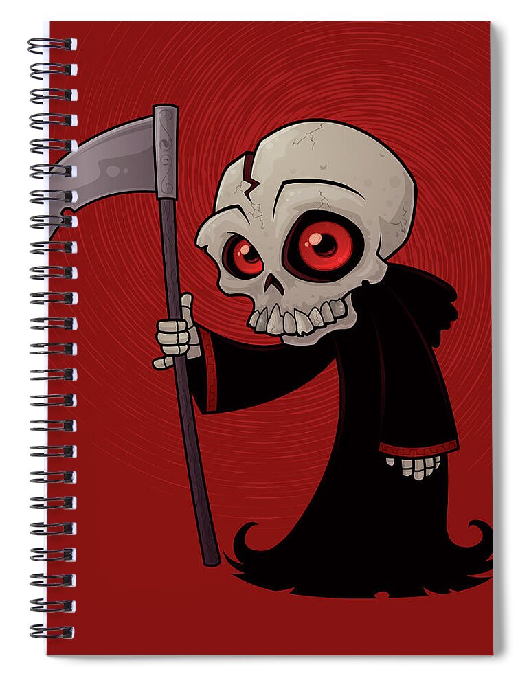 Grim Reaper Spiral Notebook featuring the digital art Little Reaper by John Schwegel