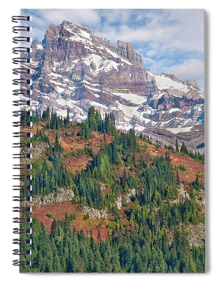 Autumn Spiral Notebook featuring the photograph Little Tahoma Peak and Stevens Ridge in the Fall by Jeff Goulden