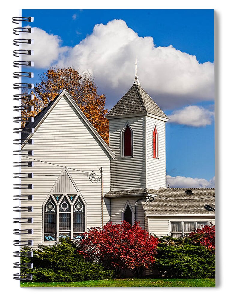 Little White Church Spiral Notebook featuring the photograph Little White Church by Grace Grogan