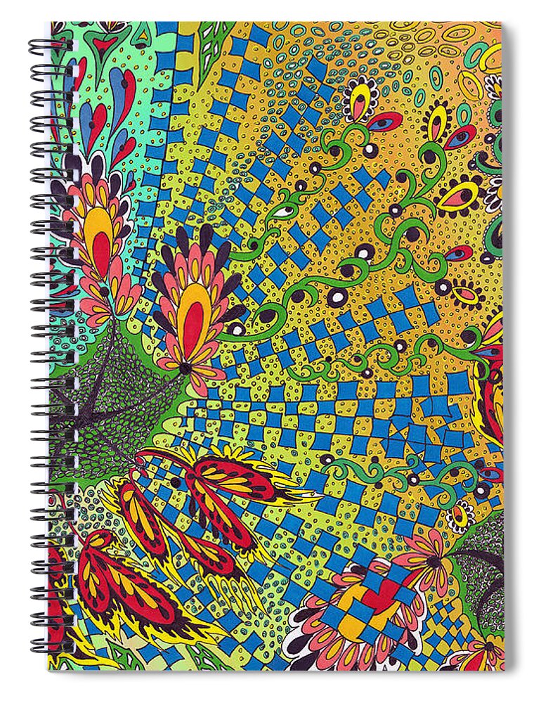 Abstract Art Spiral Notebook featuring the drawing Living with you by Elaine Berger