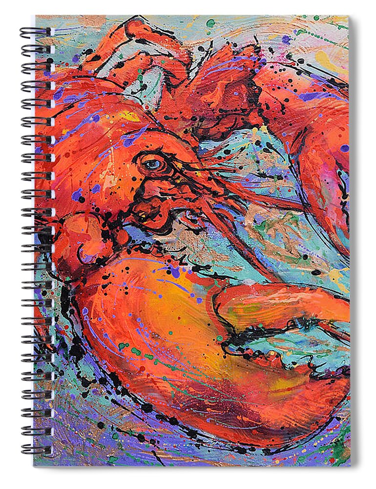  Spiral Notebook featuring the painting Lobster by Jyotika Shroff