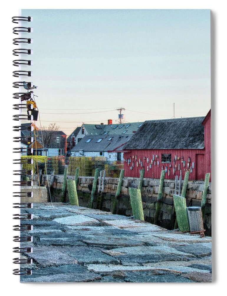 #jefffolger Spiral Notebook featuring the photograph Lobster pots on Rockports T wharf by Jeff Folger