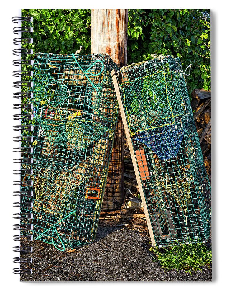 Maine Spiral Notebook featuring the photograph Lobster Pots - Perkins Cove - Maine by Steven Ralser