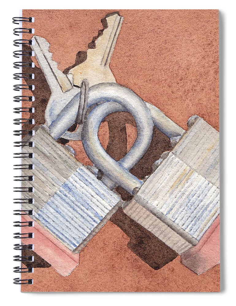 Lock Spiral Notebook featuring the painting Locked in an Embrace by Ken Powers
