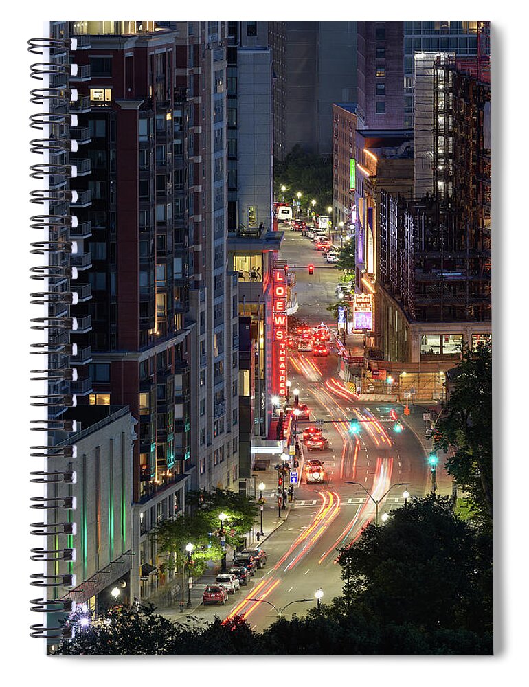 Boston Spiral Notebook featuring the photograph Loews, Tremont St. by Michael Hubley