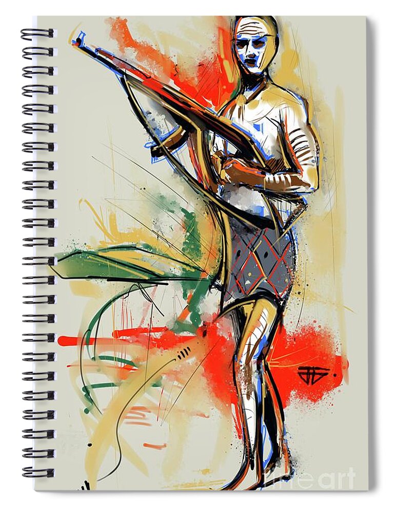 Native Soldier Spiral Notebook featuring the painting Lone Native Soldier by John Gholson