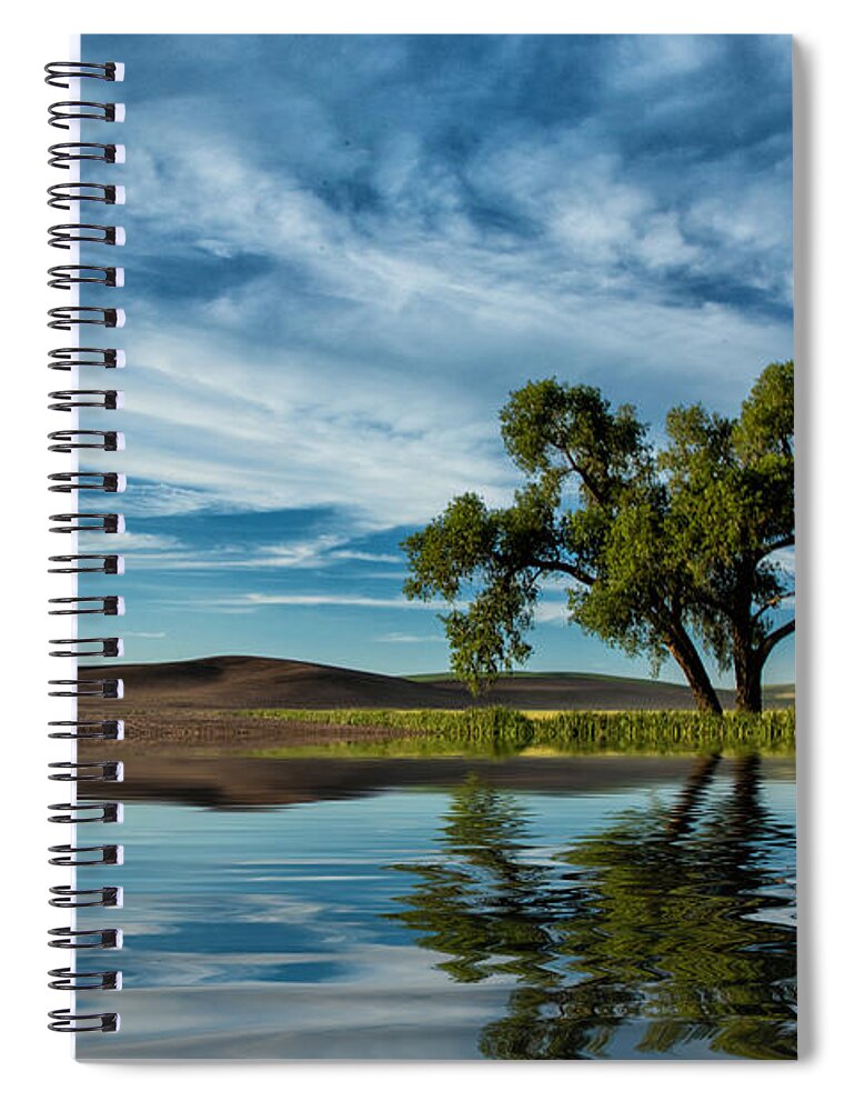 Lone Tree Spiral Notebook featuring the photograph Lone tree pond reflection by Bob Cournoyer
