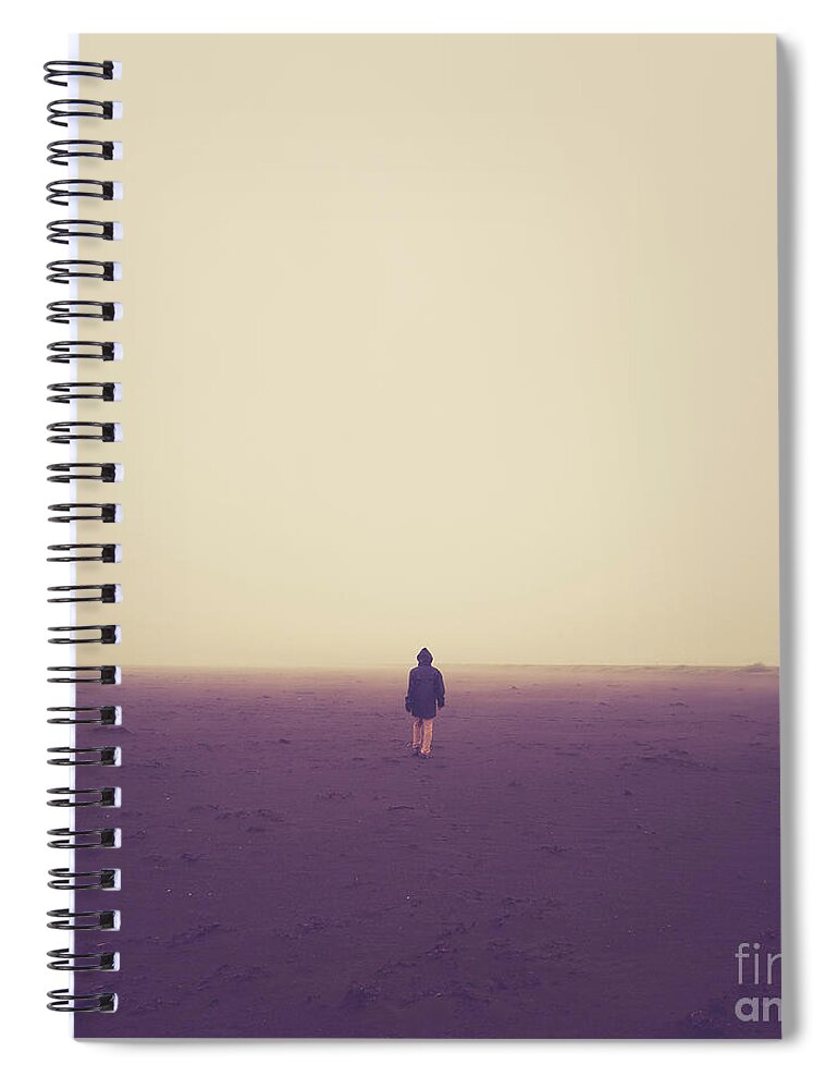 Iceland Spiral Notebook featuring the photograph Lonely Hiker Iceland Square Format by Edward Fielding