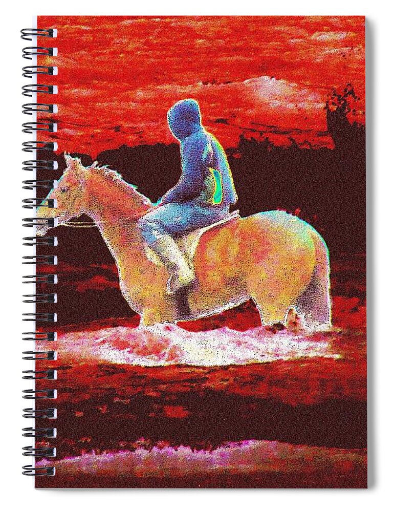 Horse Spiral Notebook featuring the painting Lonely Rider by Cliff Wilson