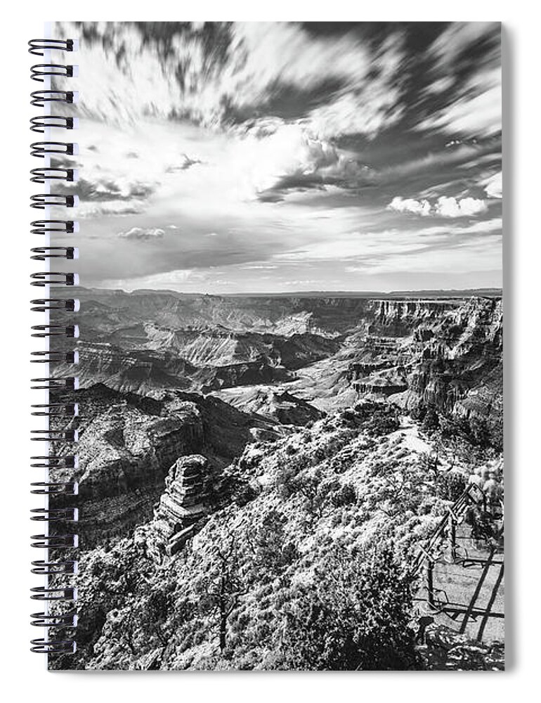 Arizona Spiral Notebook featuring the photograph Long Exposure From Desert View Tower In Black And White by Mati Krimerman