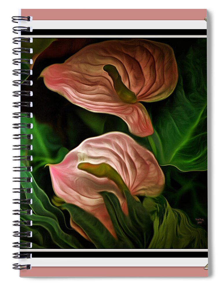 Flower Spiral Notebook featuring the mixed media Longwood Lilies by Trish Tritz