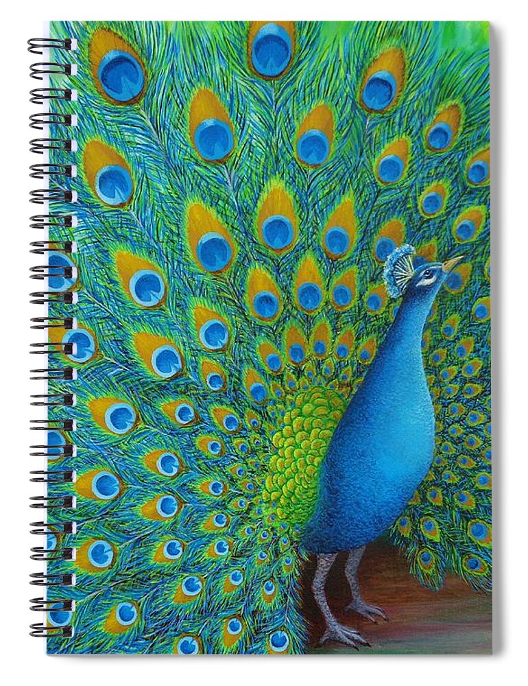 Peacock Spiral Notebook featuring the painting Look at Me by Katherine Young-Beck