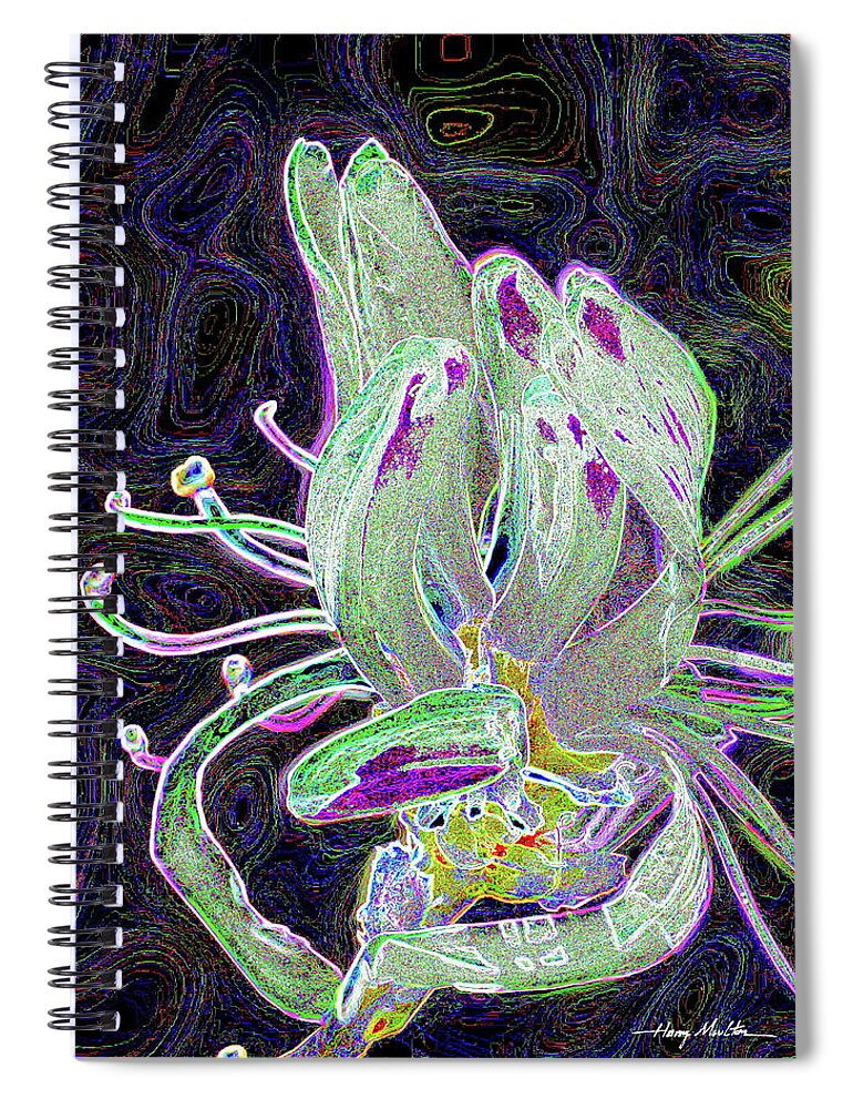 Flower Spiral Notebook featuring the pyrography Look Inside by Harry Moulton