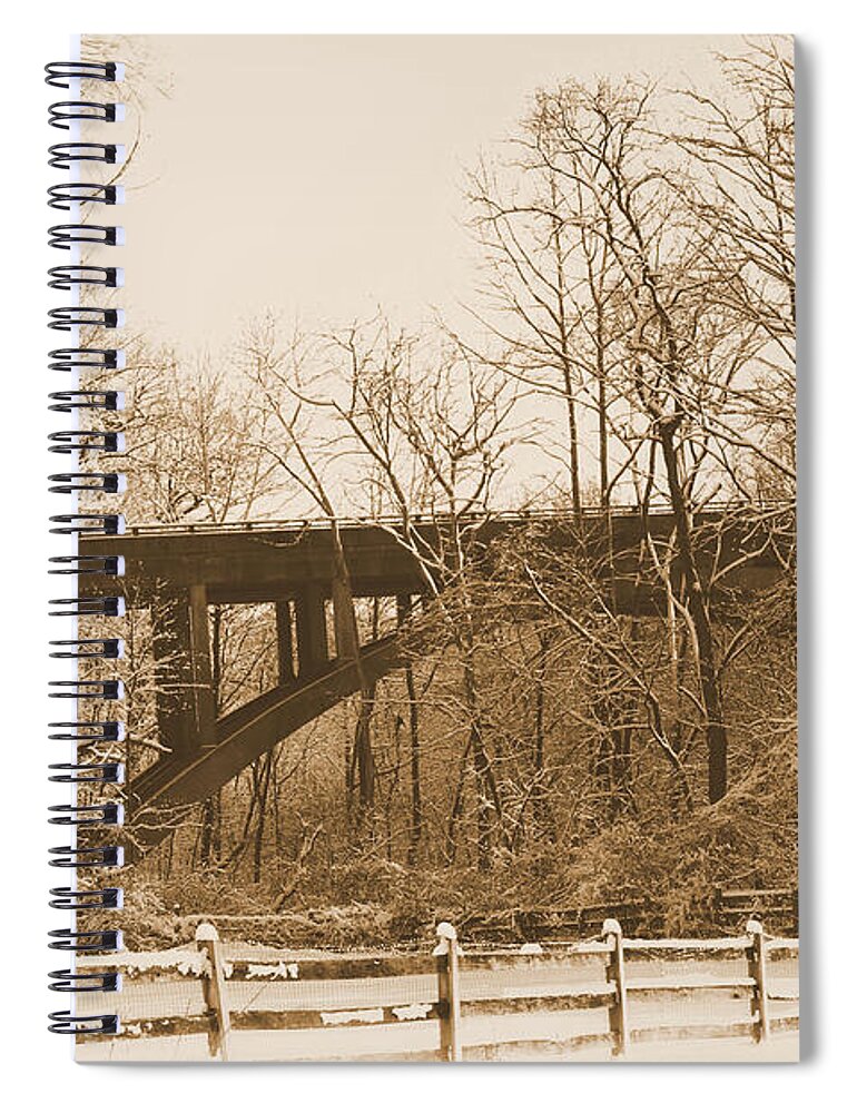  Spiral Notebook featuring the photograph Looking at Henrey Av. brige by Gerald Kloss