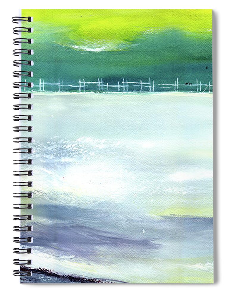 Nature Spiral Notebook featuring the painting Looking Beyond by Anil Nene