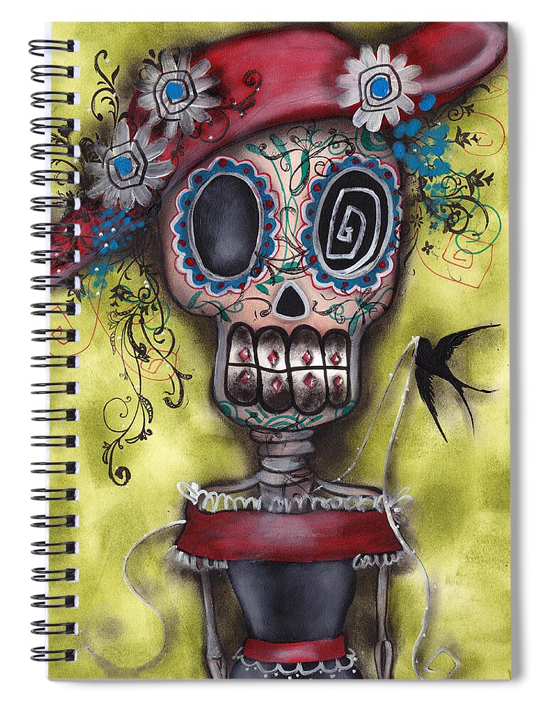 Day Of The Dead Paintings Spiral Notebook featuring the painting Looking for Love by Abril Andrade