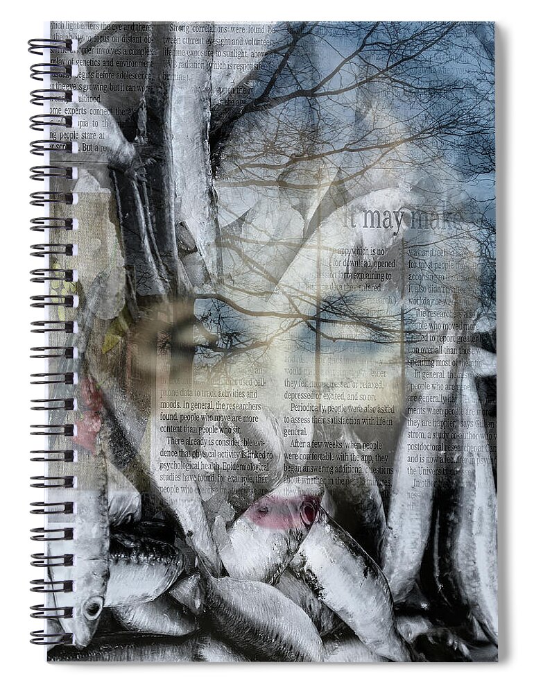 Face Spiral Notebook featuring the digital art Looking for some fresh fish by Gabi Hampe