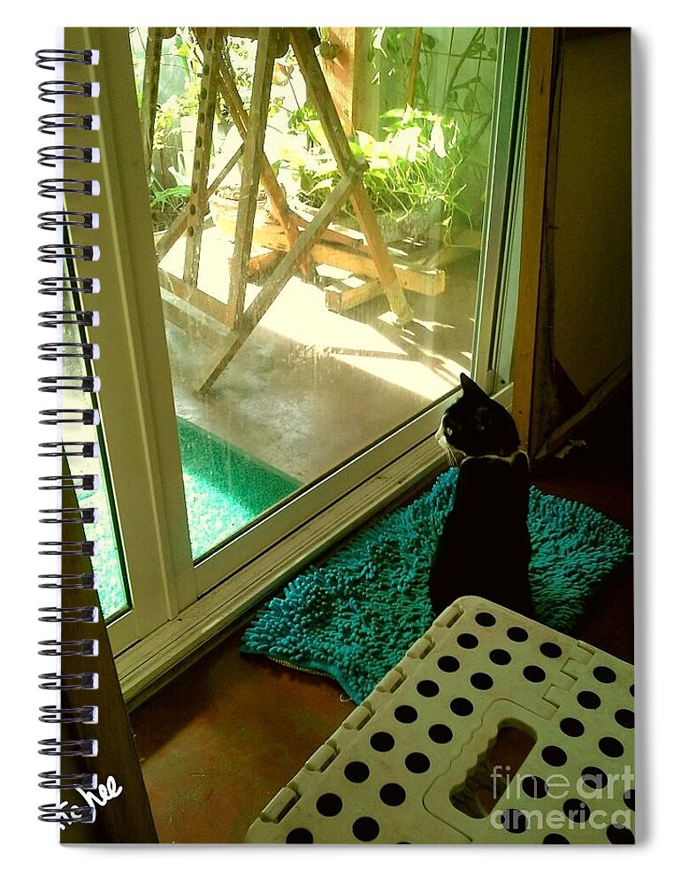 Cat Spiral Notebook featuring the photograph Looking Outside by Sukalya Chearanantana