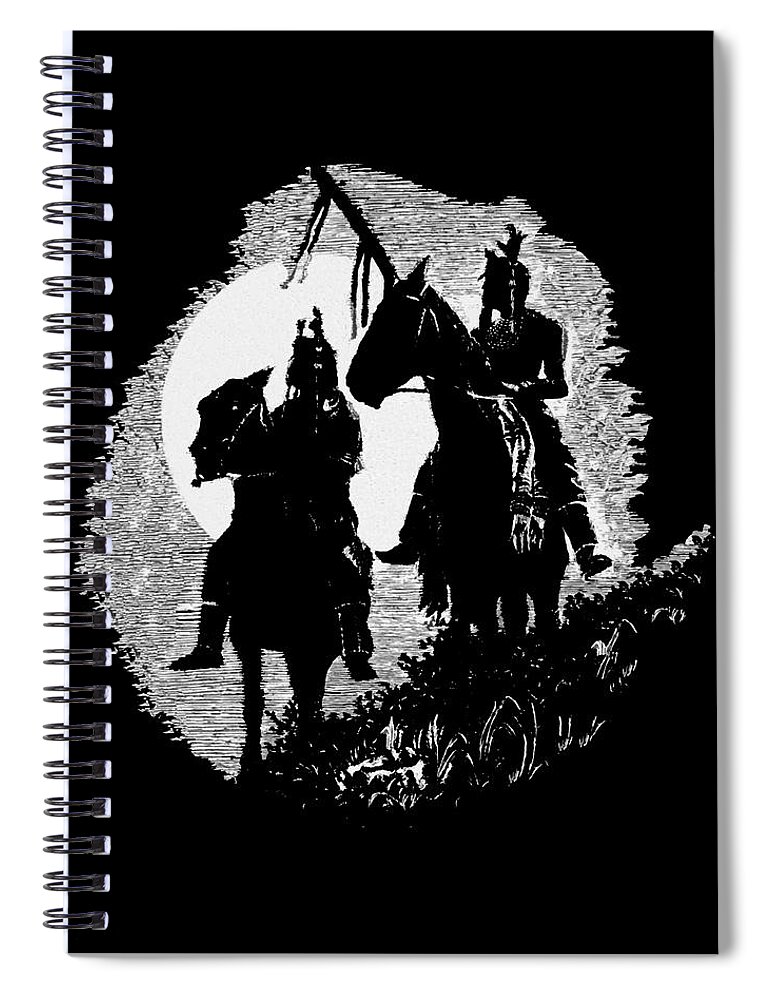 Scratchboard Spiral Notebook featuring the drawing Lookouts by Lawrence Tripoli