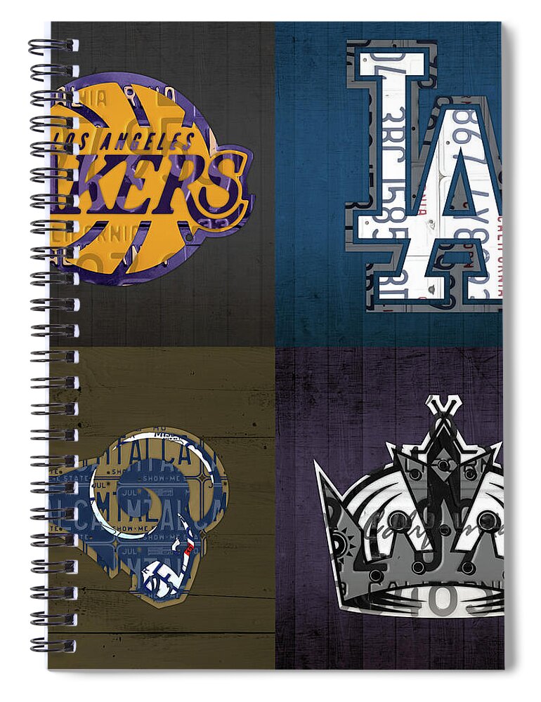 Los Angeles License Plate Art Sports Design Lakers Dodgers Rams Kings  Spiral Notebook by Design Turnpike - Instaprints