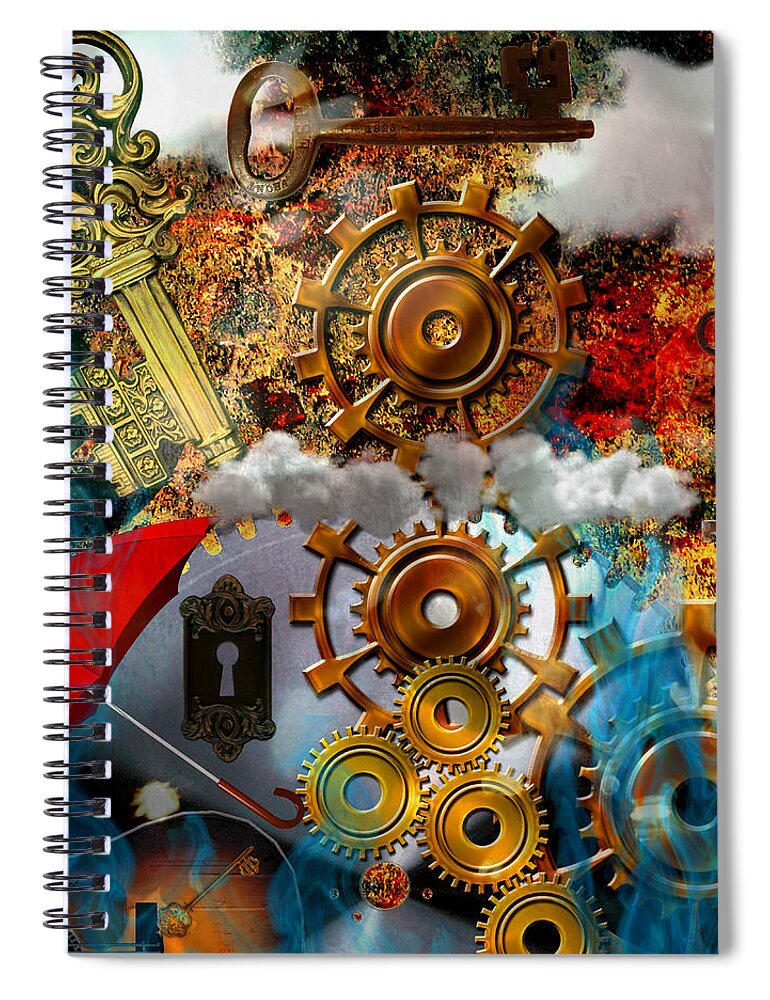 Lost Spiral Notebook featuring the mixed media Lost Keys to Paradise by Ally White