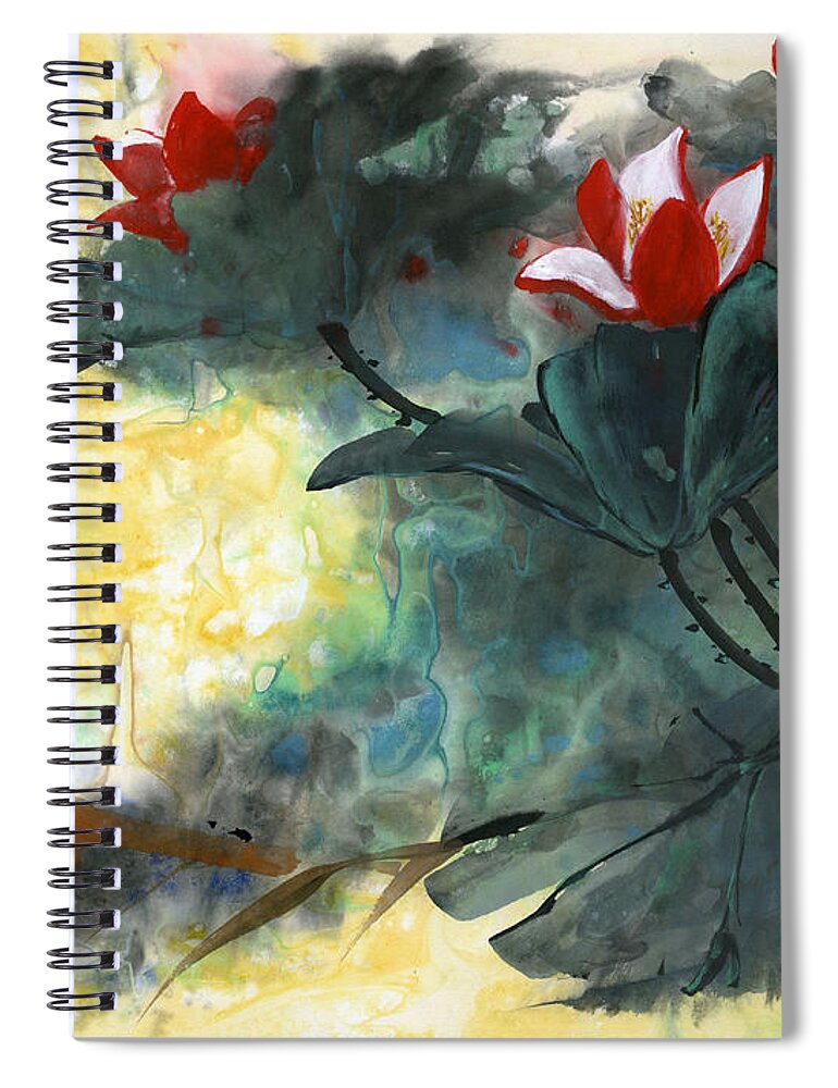 Lotus Spiral Notebook featuring the painting Lotus Dreams by Charlene Fuhrman-Schulz