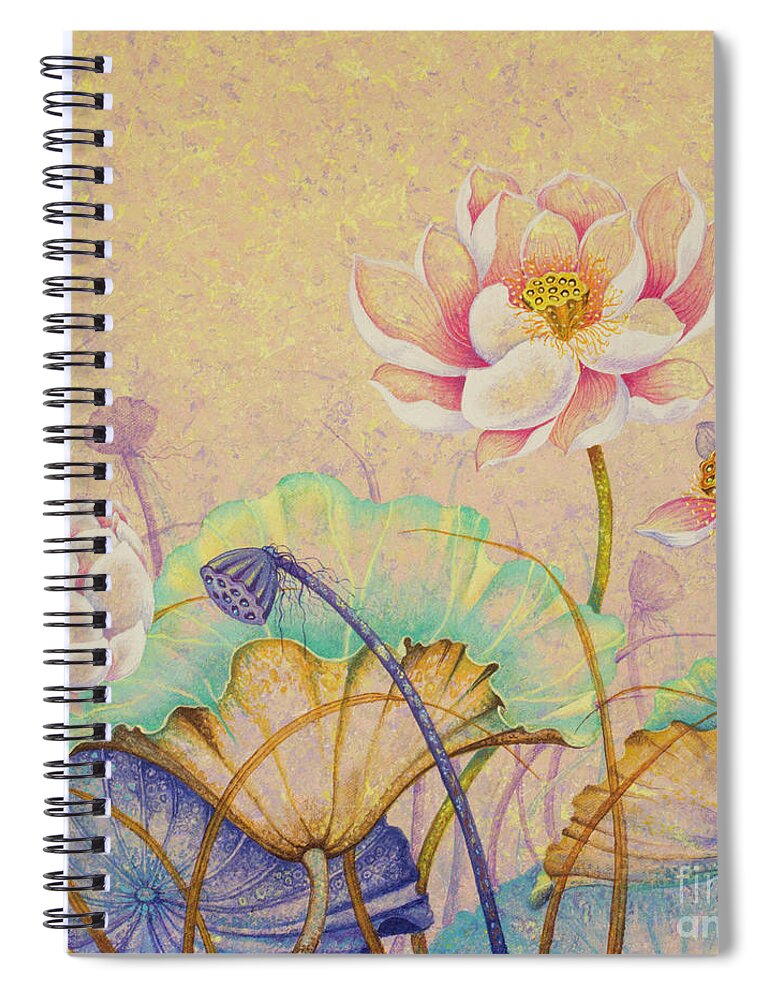 Lotus Spiral Notebook featuring the painting Lotus. Tenderness by Yuliya Glavnaya