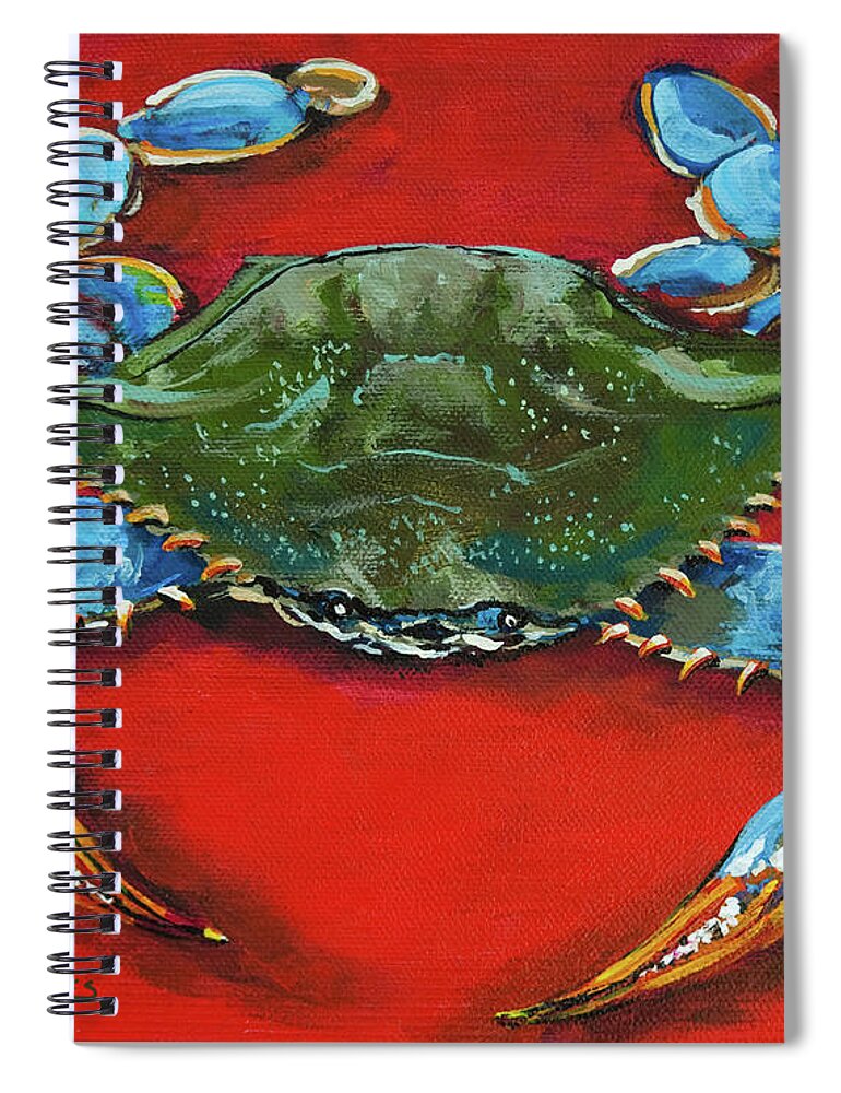 New Orleans Art Spiral Notebook featuring the painting Louisiana Blue on Red by Dianne Parks