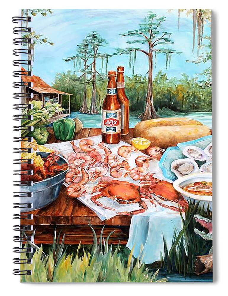 Louisiana Spiral Notebook featuring the painting Louisiana Feast by Diane Millsap