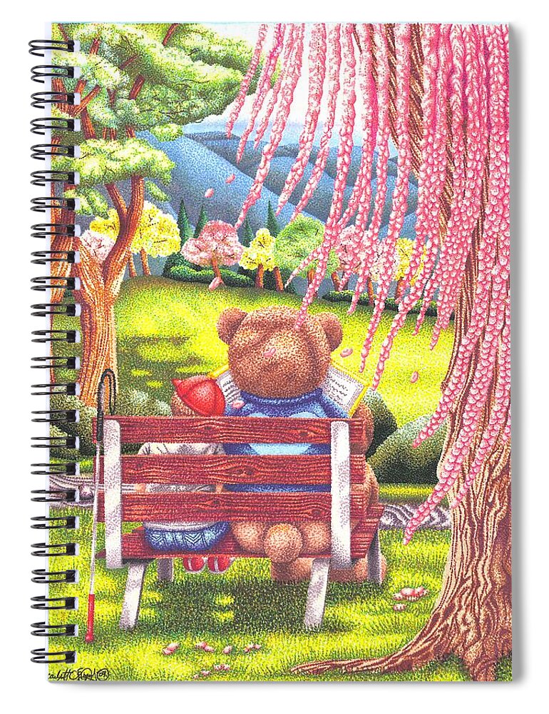 Bear Spiral Notebook featuring the drawing Love and Care by Scarlett Royale