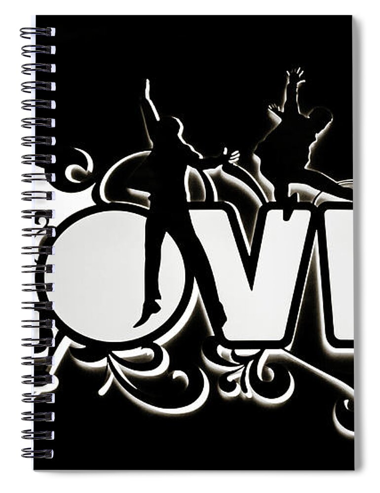 Love Spiral Notebook featuring the photograph LOVE Beatles Sign Vegas by Marilyn Hunt