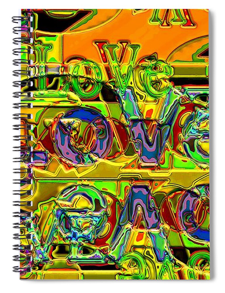 Abstract Spiral Notebook featuring the digital art Love Contest by Ronald Bissett