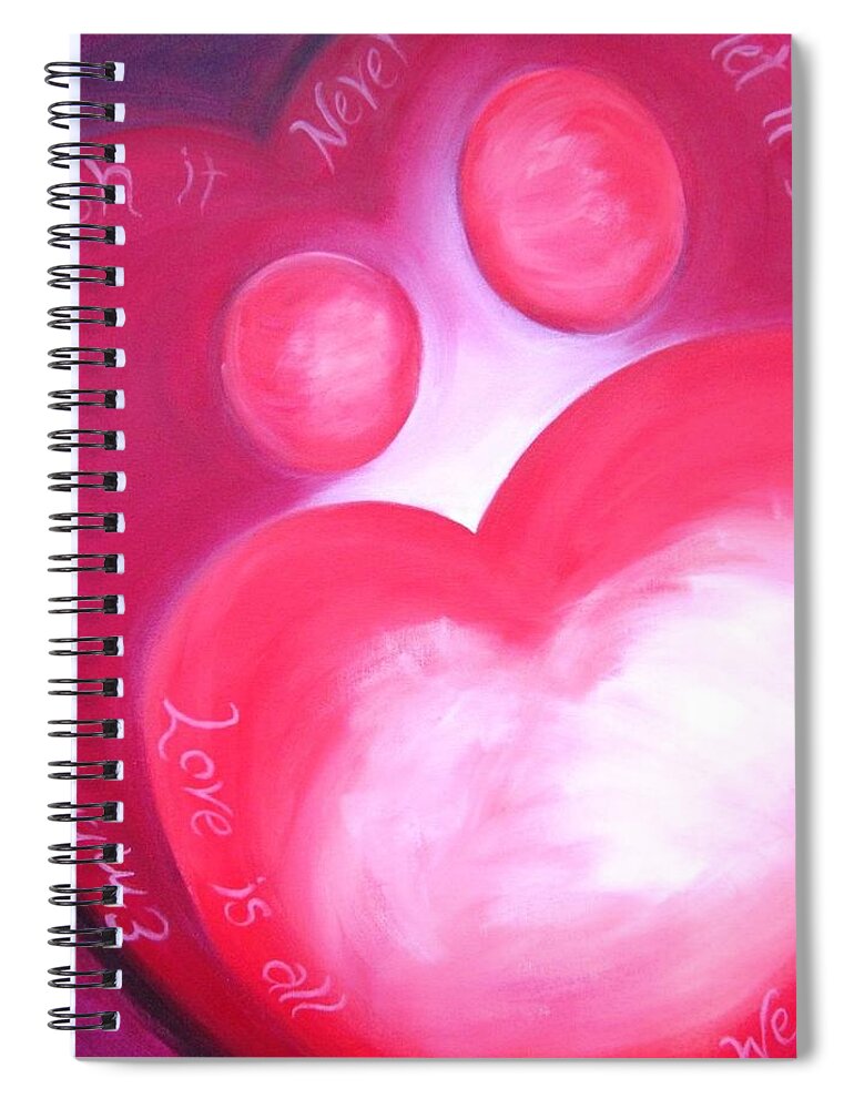 Red Spiral Notebook featuring the painting Love is All We Have by Jennifer Hannigan-Green