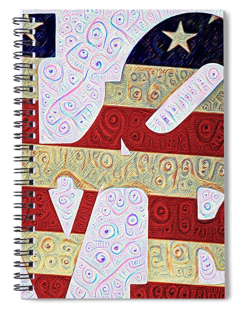 Love Spiral Notebook featuring the painting Love the USA by Bill Cannon