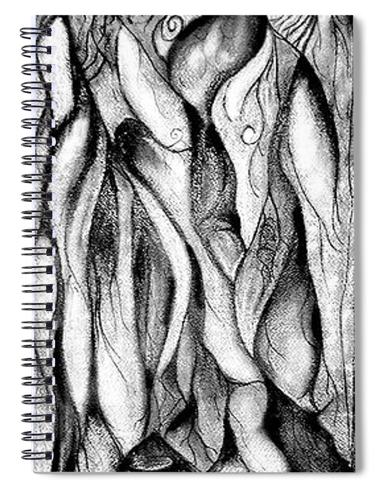 Lovers Series Spiral Notebook featuring the drawing Loves Pedestal by James Lanigan Thompson MFA