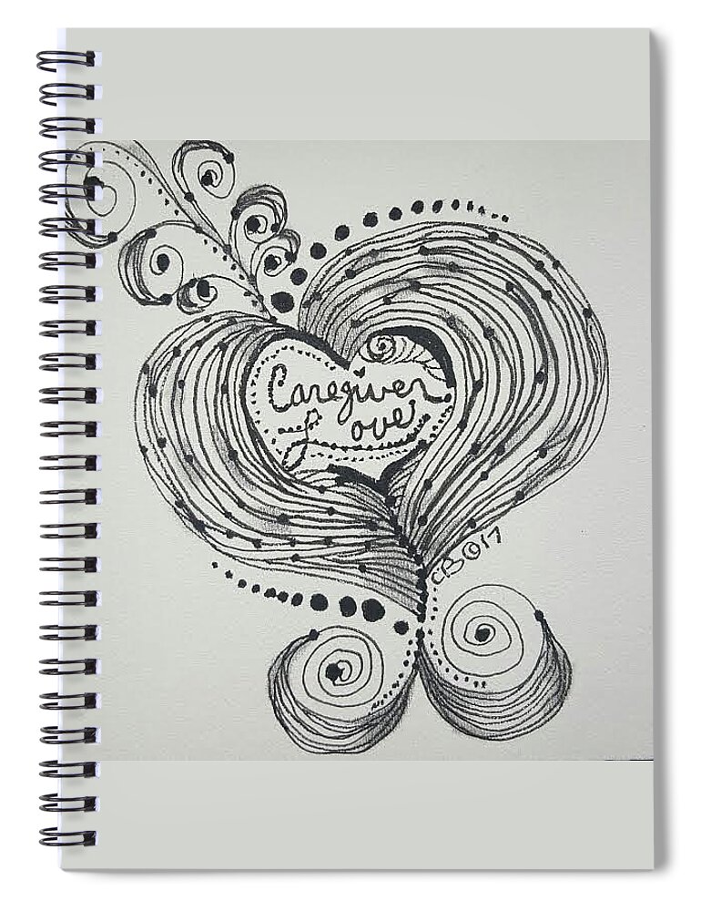 Zentangle Spiral Notebook featuring the drawing Loving by Carole Brecht
