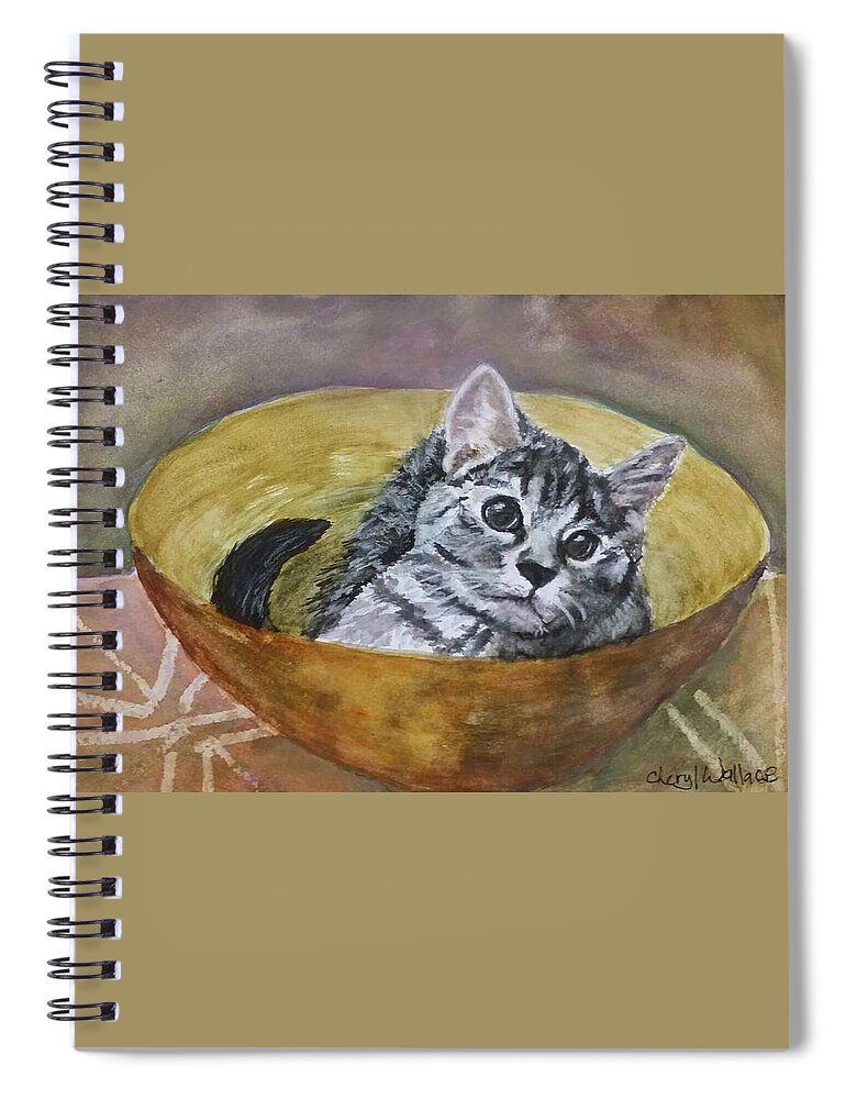 Kitten Spiral Notebook featuring the painting Loving Lorelai by Cheryl Wallace