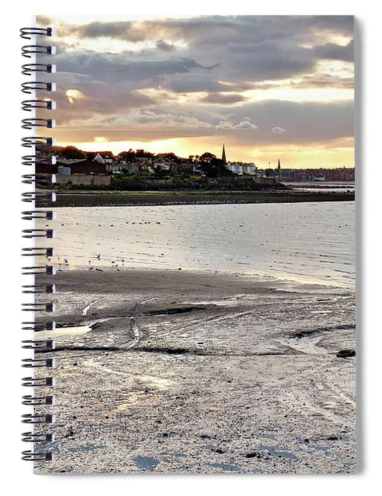 Low Tide Spiral Notebook featuring the photograph Low tide in the coming night. by Elena Perelman