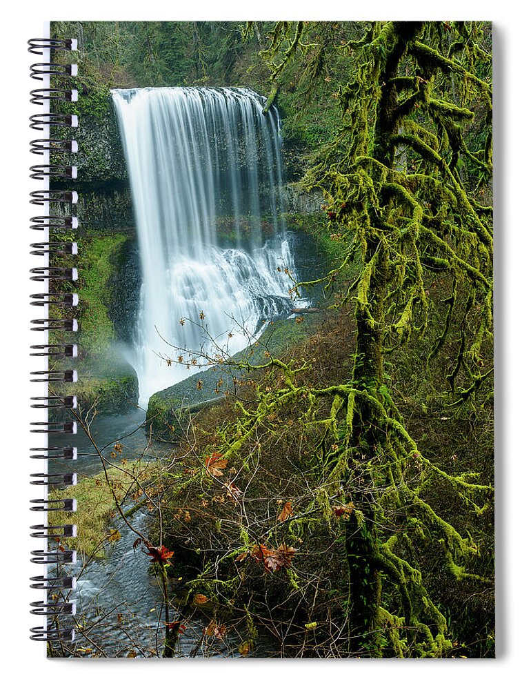 Forest Spiral Notebook featuring the photograph Middle North Falls by Robert Potts
