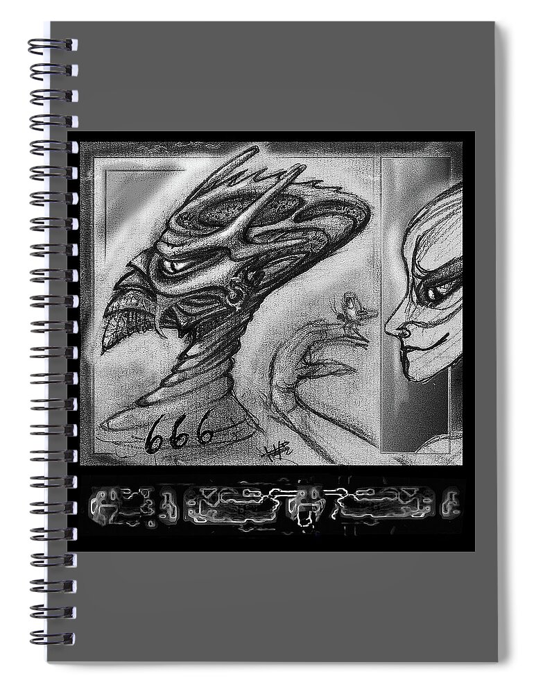 Lucifer Spiral Notebook featuring the drawing Lucifer Sketch by Hartmut Jager