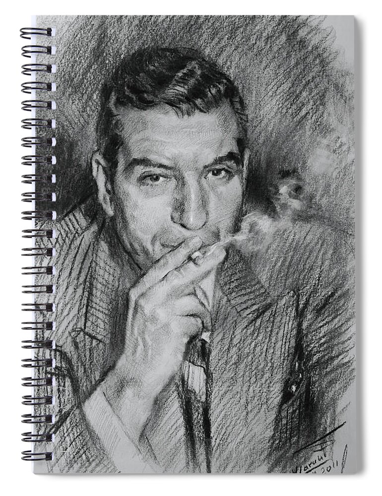 Lucky Luciano Spiral Notebook featuring the drawing Lucky Luciano by Ylli Haruni
