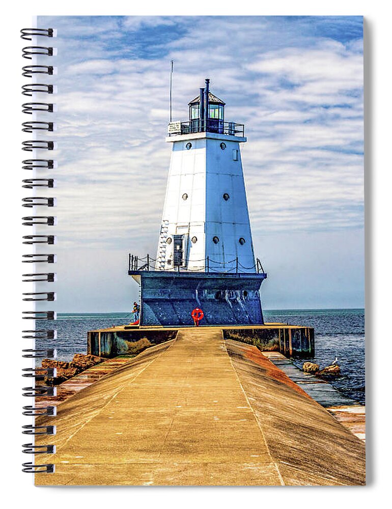 Great Lakes Spiral Notebook featuring the photograph Ludington Light on the North Pier by Nick Zelinsky Jr