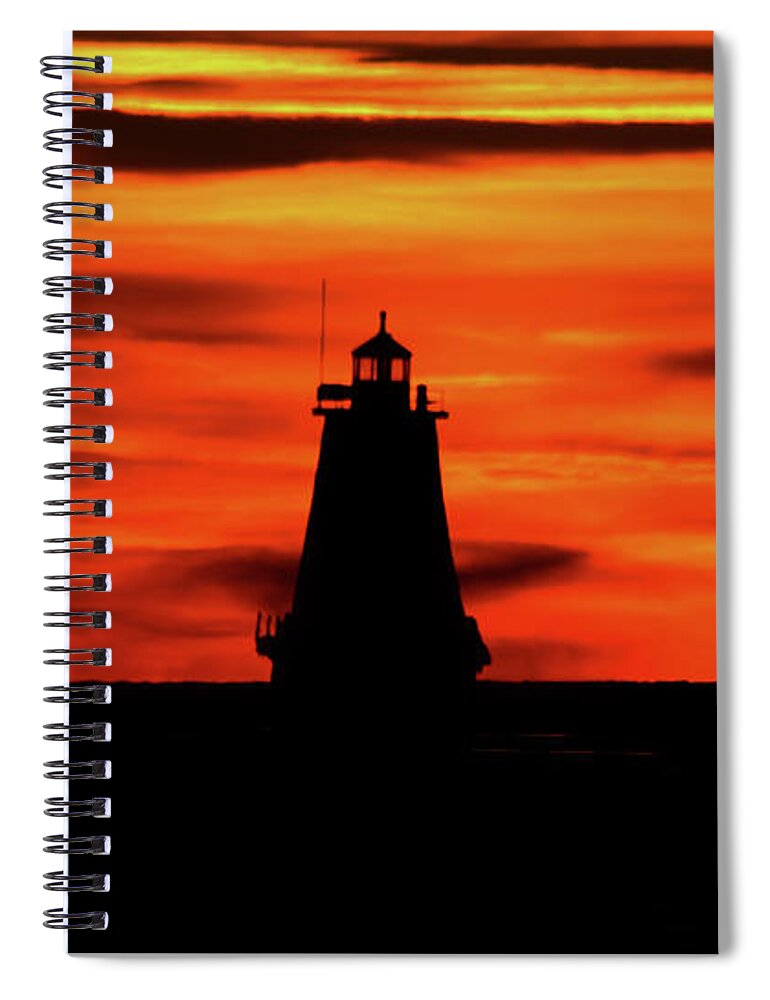 Sunset Spiral Notebook featuring the photograph Ludington Lighthouse Sunset by Dick Bourgault