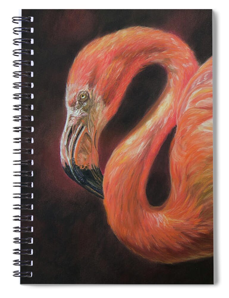 Flamingo Spiral Notebook featuring the pastel Luminescence by Kirsty Rebecca