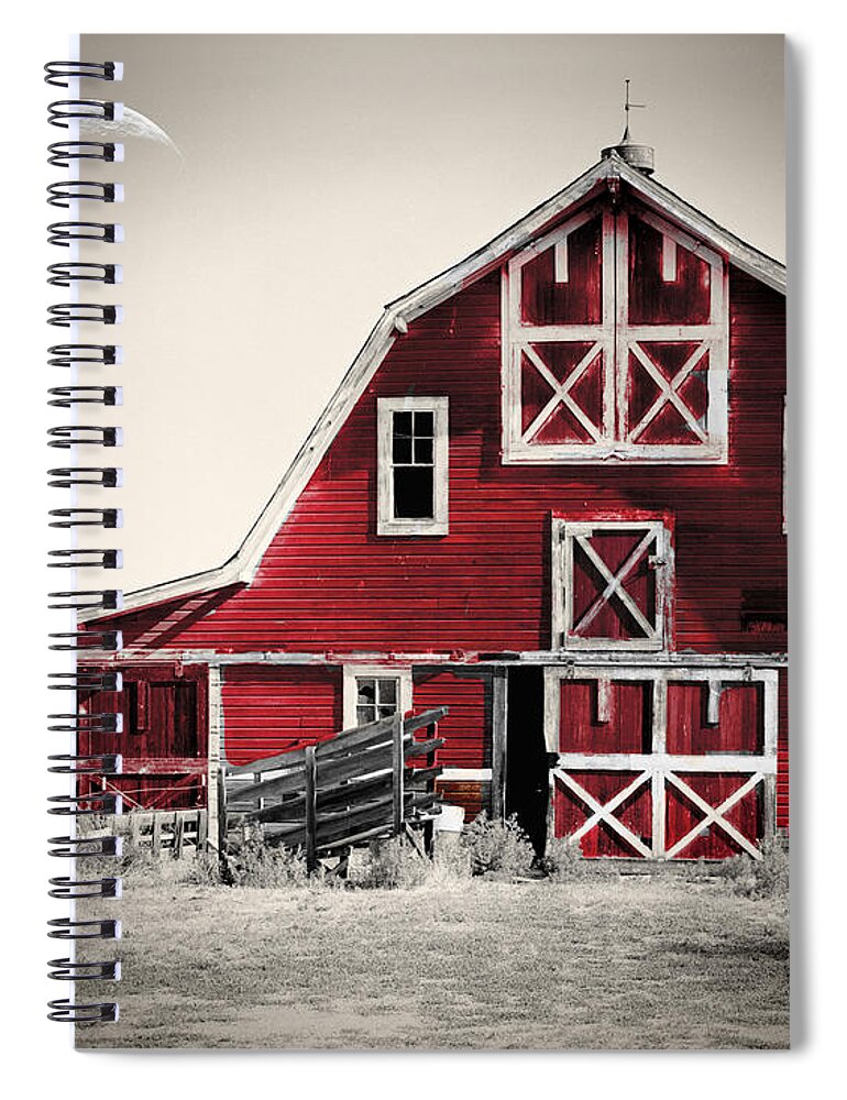 Red Barn Spiral Notebook featuring the painting Luna Barn by Mindy Sommers