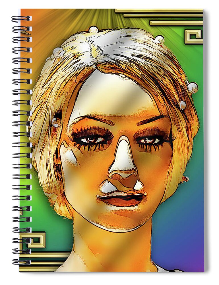 Staley Spiral Notebook featuring the digital art Luna Loves Deco by Chuck Staley